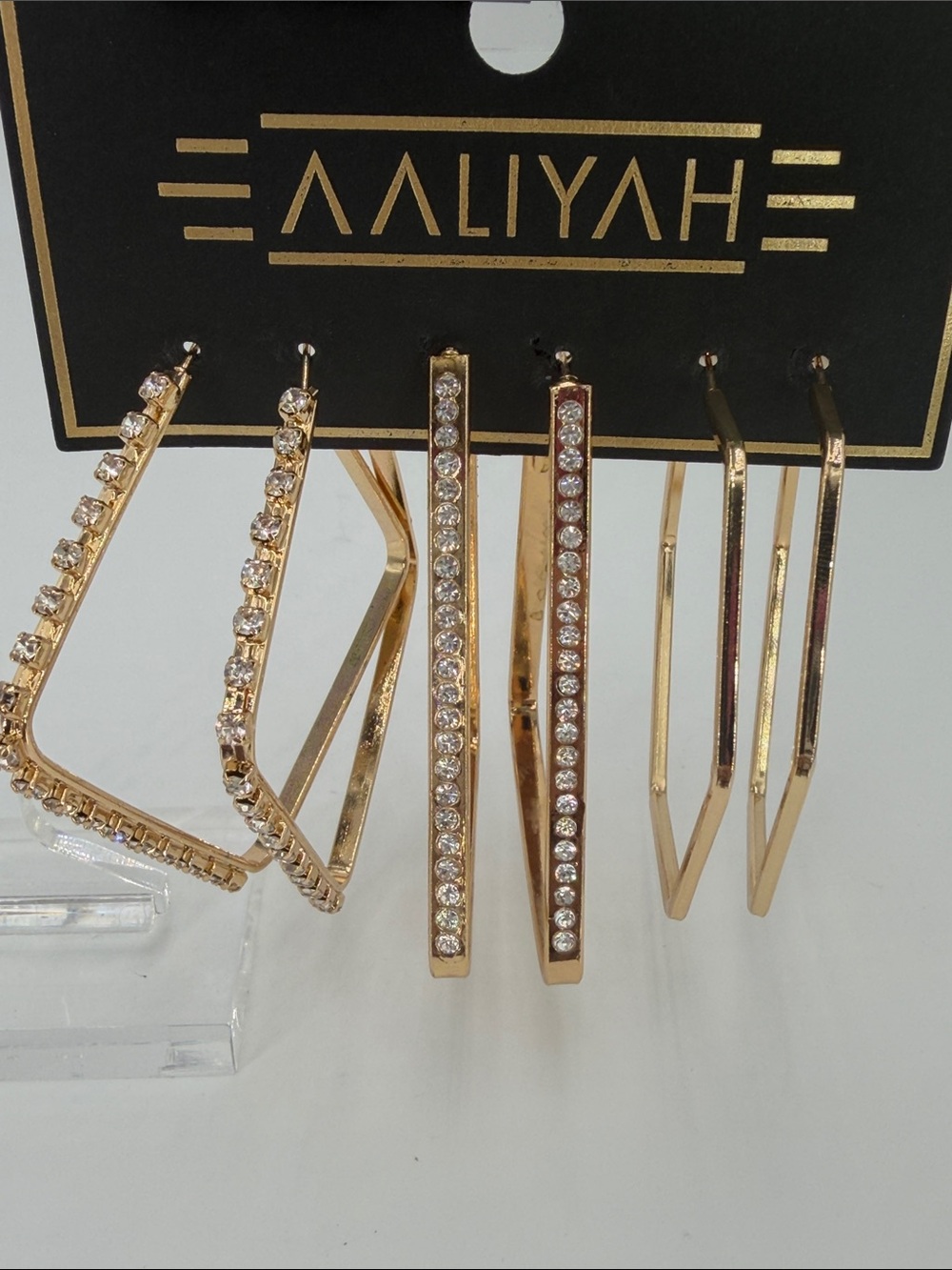 AALIYAH Gold-Tone Crystal Hoop Earring Set - Gold